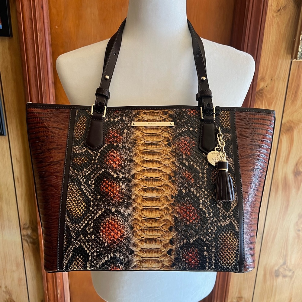 Brahmin Hudson Satchel Brown Tyndale Leather Bag